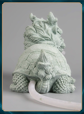 龙龟鱼缸面青中式假山吐摆件造景办公桌送礼水新客厅砂石装饰