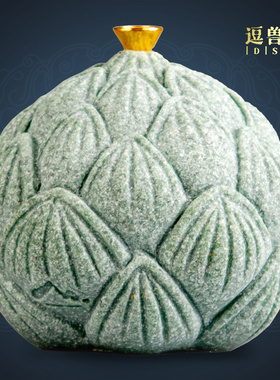 中式家居装饰创意香插客厅香座莲苞线香炉砂石青工艺摆件