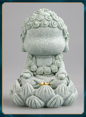 装饰家居小青国潮景观鱼缸和尚创意摆件工艺品砂石桌面盆栽茶宠