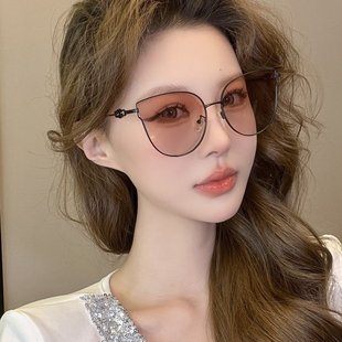 网红防晒渐变色镜片太阳眼镜 麦德龙新款 高级潮流开车金属眼镜