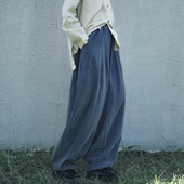 边与 百搭 子透气舒服蓝色砂洗炒色做旧宽松休闲裤 能穿一辈子 裤