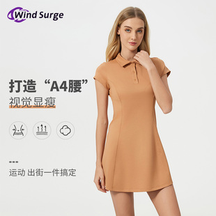 Wind 翻领运动连衣裙女高腰显瘦日常健身瑜伽裙子 Surge短袖 POLO衫