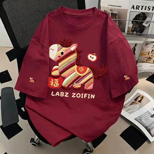 彩纹福马纯棉短袖t恤2026新款夏季美式宽松百搭半袖设计感上衣服