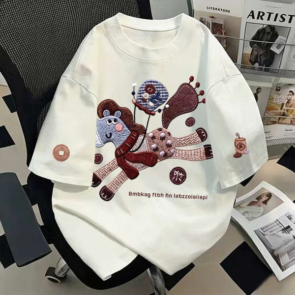 纯棉白色短袖t恤新款俏皮怪马夏季美式潮牌宽松半袖设计感上衣潮,女装/女士精品,T恤,淘宝优惠券,粉丝福利购,淘宝优惠卷