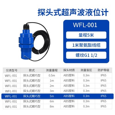 超声波液位探头超声波液位计传感器z4-20ma防腐液位计污水计IP68