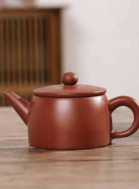 潮州朱泥手拉壶大口汉瓦壶小容量功夫小茶壶中式全手工复古茶壶