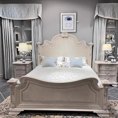 ART复兴印记实木床美式橡木复古高背1.8米双人床主卧法式雕花婚床