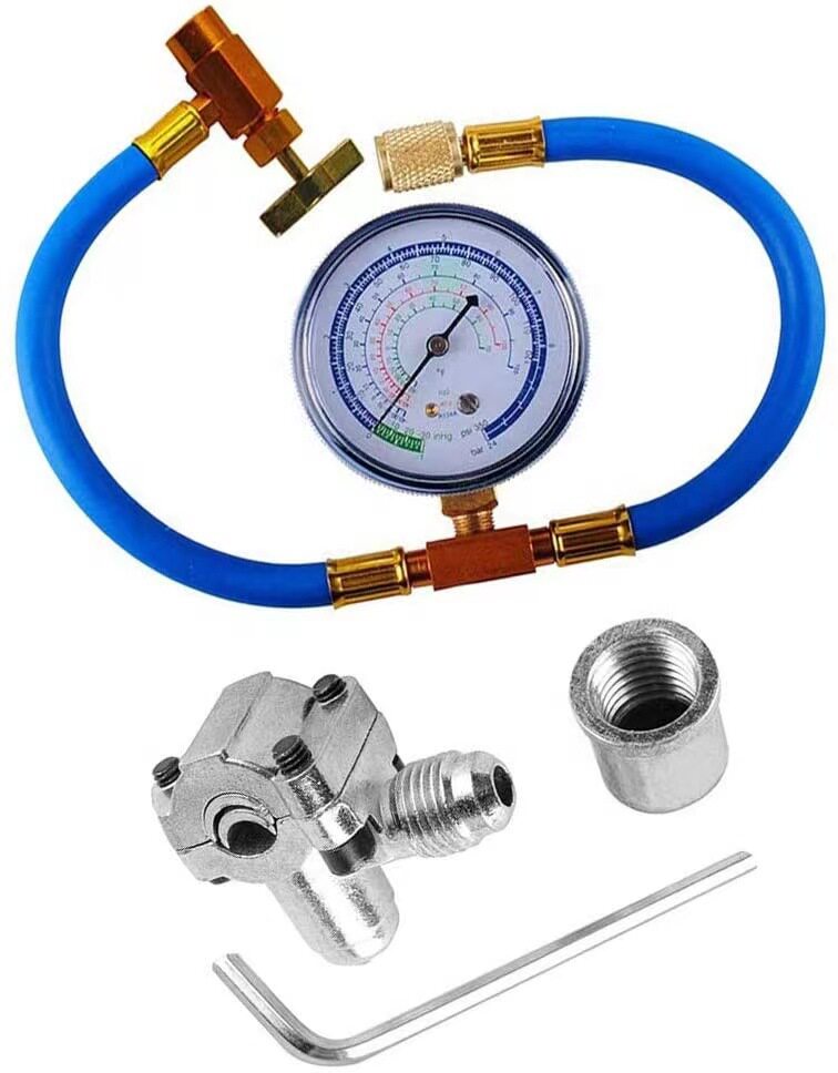 R134a汽车空调加氟单表管 雪种补充工具R22R12冷媒检测1/2 针刺阀