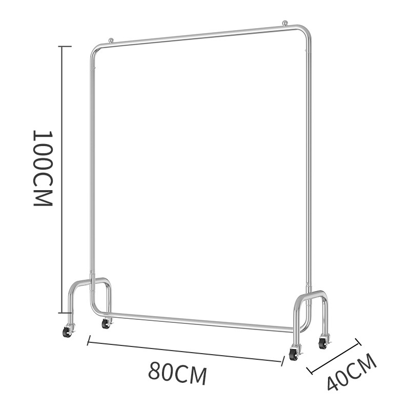 【】不锈钢晾衣架落地式挂衣杆不锈钢带轮可移动衣帽架移动式衣物