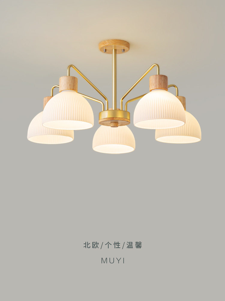 客厅吊灯北欧三头简约现代原木餐桌吧台吊灯2022年新款创意卧室灯