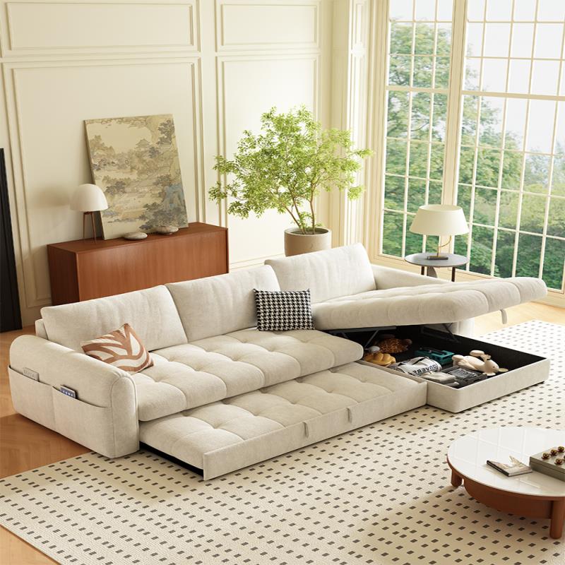 雪尼尔布艺贵妃沙发床折叠两用2025新款家用储物沙发小户型多功能