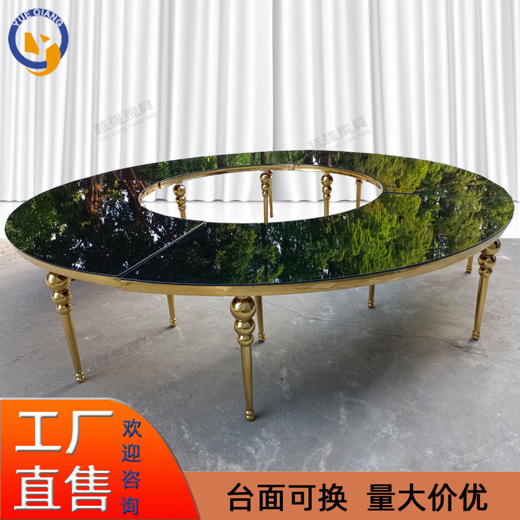 佛山工厂不锈钢桌子酒店组合餐桌桌椅餐厅圆桌户外现代客厅椅子