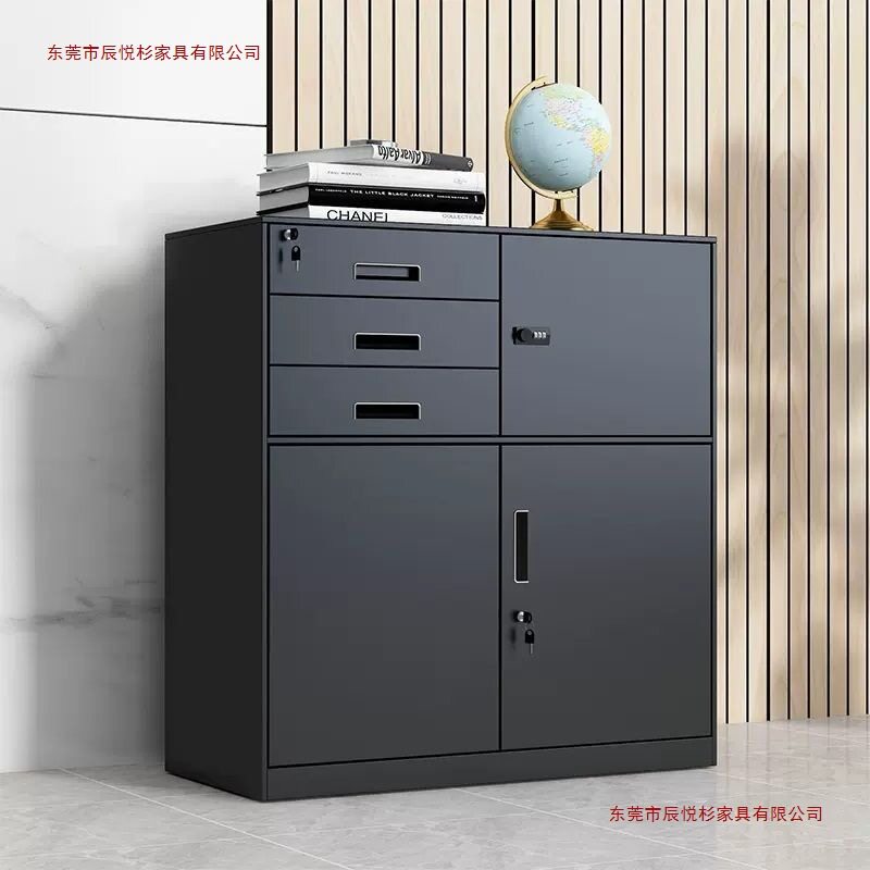 办公桌下多层带锁防盗打印机矮柜