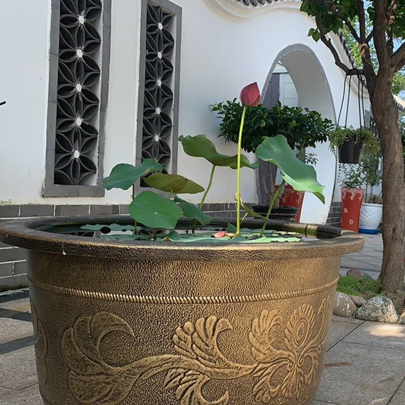 古法养鱼鱼缸古典古法户外大缸乌龟缸特大花盆荷花室外水缸锦直销