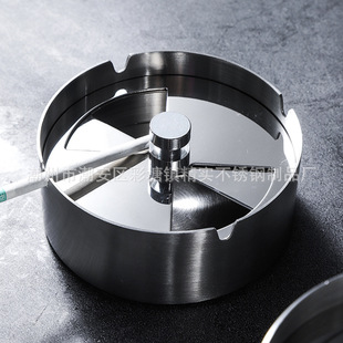 工厂批发不锈钢烟灰缸防风创意旋转带盖子烟灰缸烟灰盅车载烟灰缸