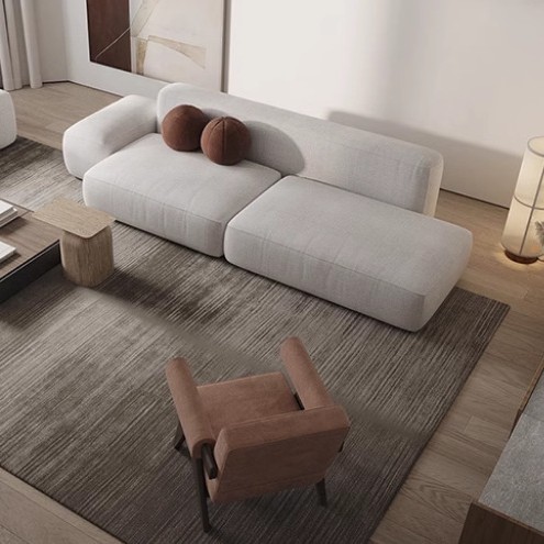 北欧现代意式极简豆腐块小户型别墅区贵妃沙发售楼部酒店极简沙发