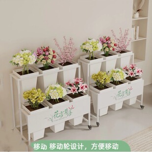 摆摊带牌子可移动花架多层醒花鲜花展示架铁艺多层鲜花架婚庆架子