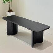 中古风餐桌餐椅长凳长椅胡桃木色椅子黑色长方形椅实木长条椅