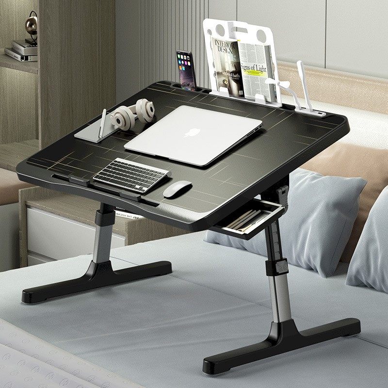 注塑懒人床上书桌折叠学习桌笔记本电脑桌可升降黑色小桌子学生桌