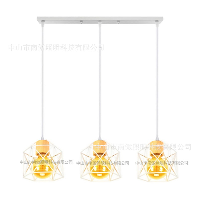 新款北欧风铁艺吊灯 现代简约客厅灯餐厅灯咖啡厅吧台六角吊灯具