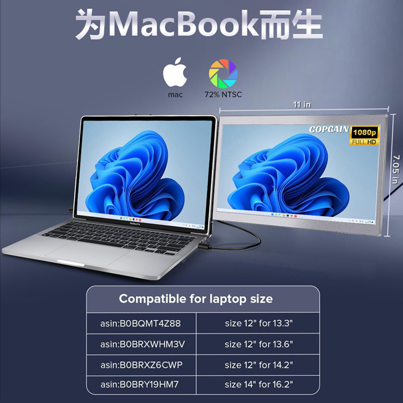 미국 KEFEYA 듀얼 스크린 휴대용 디스플레이 14인치 노트북 컴퓨터 확장 접이식 화면 주식 거래 보조 화면