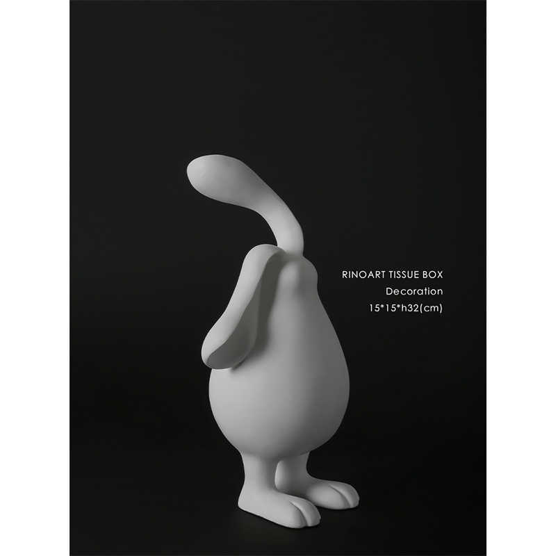 若奈家居丹麦陶作家“开心兔”手工拉胚中古白雕塑玄关边客厅摆件