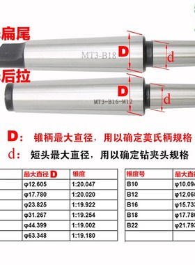 莫氏锥柄钻夹头接杆 R8 MT2/3/4/5-B12B16B18B22直柄钻床连接杆