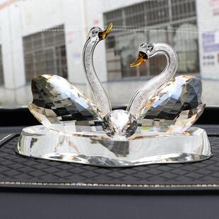饰摆设闪钻女车饰 水晶天鹅汽车车内饰摆件工艺品车载挂件汽车装