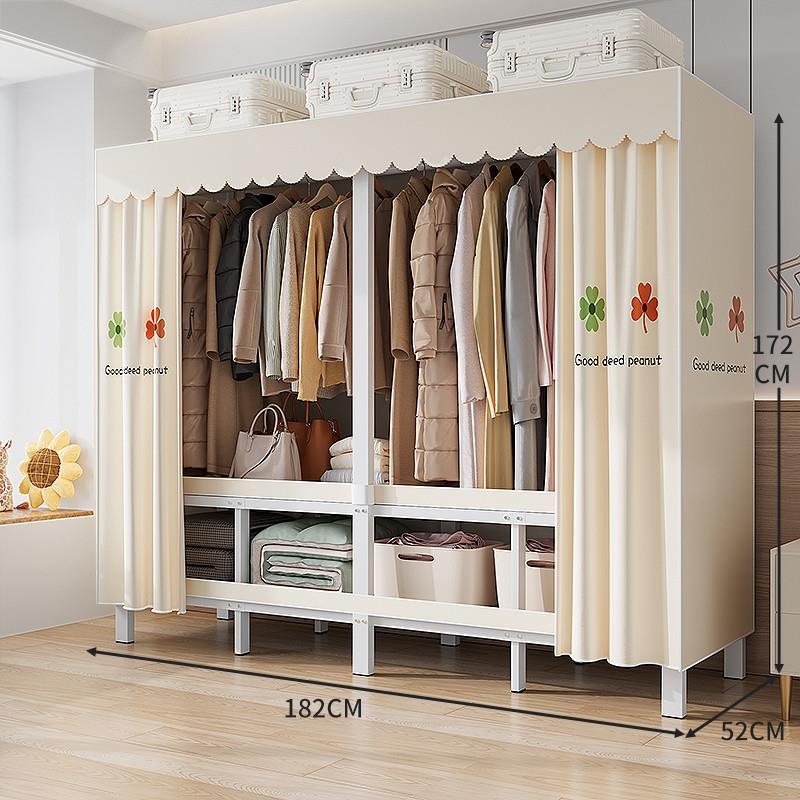 衣柜出租房用卧室家用简易加厚加粗全钢架折叠布衣柜免安装衣橱