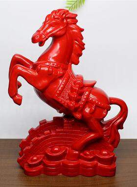 朱砂家居客厅摆件马上发财公司前台办公室装饰摆设红色马百财白菜