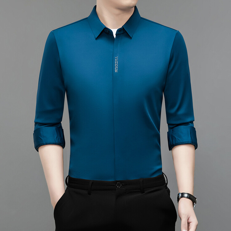 LUXURY PIG高档时尚男款商务高级感衬衫无痕长袖衬衣抗皱免烫8239