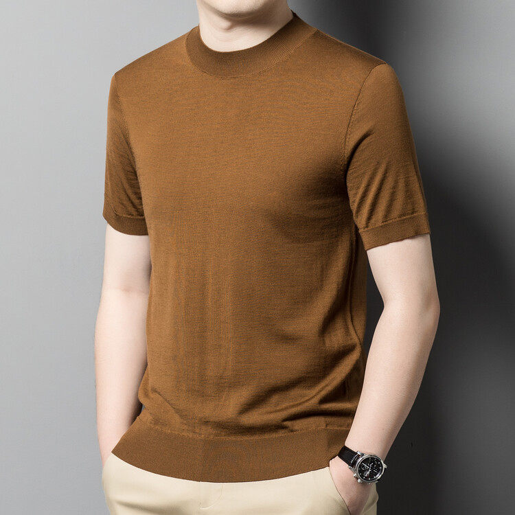 LUXURY PIG精纺羊毛衫男短袖上衣针织衫打底半袖毛衣春装MZ2301