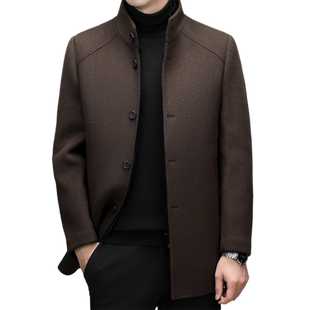加厚保暖立领羊毛呢大衣MR8818 高端毛呢外套中长款 LUXURY PIG男士