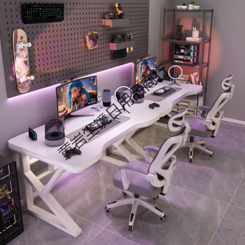 双人电脑桌并排情侣电竞桌子工作台书桌家用台式办公学习桌椅套装