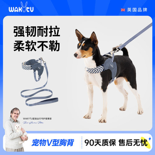 wakytu英国狗狗牵引绳防挣脱胸背带中小型犬外出神器狗绳子牵引绳