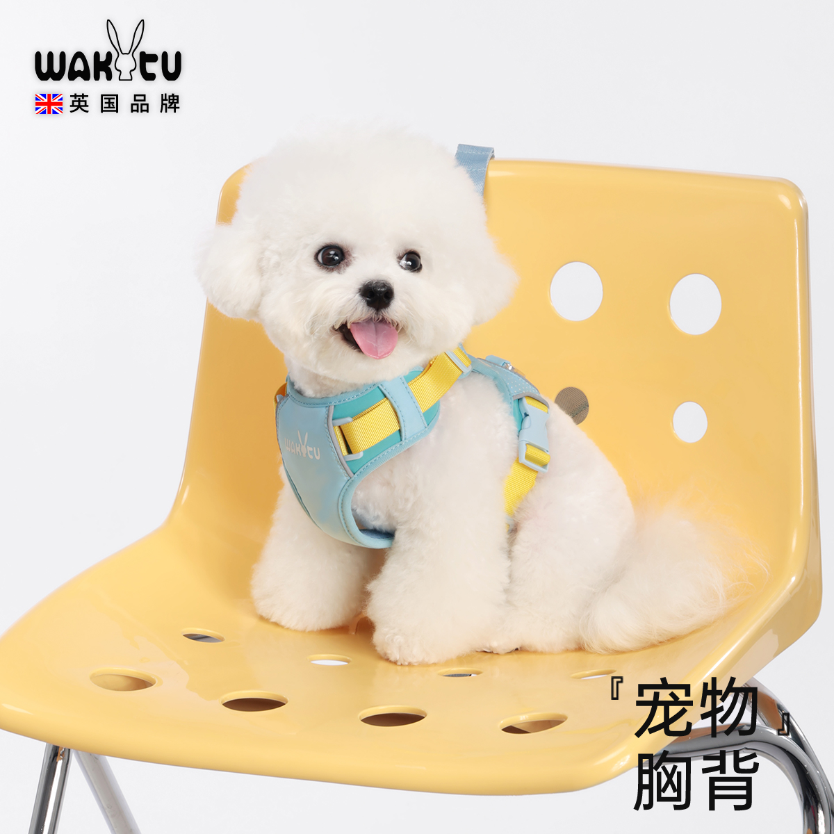 wakytu英国狗狗牵引绳小中型犬溜狗遛狗狗链宠物用品背心式胸背带
