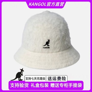 KANGOL帽子袋鼠ins显白秋冬保暖护耳兔毛时尚 潮牌圆顶渔夫盆帽