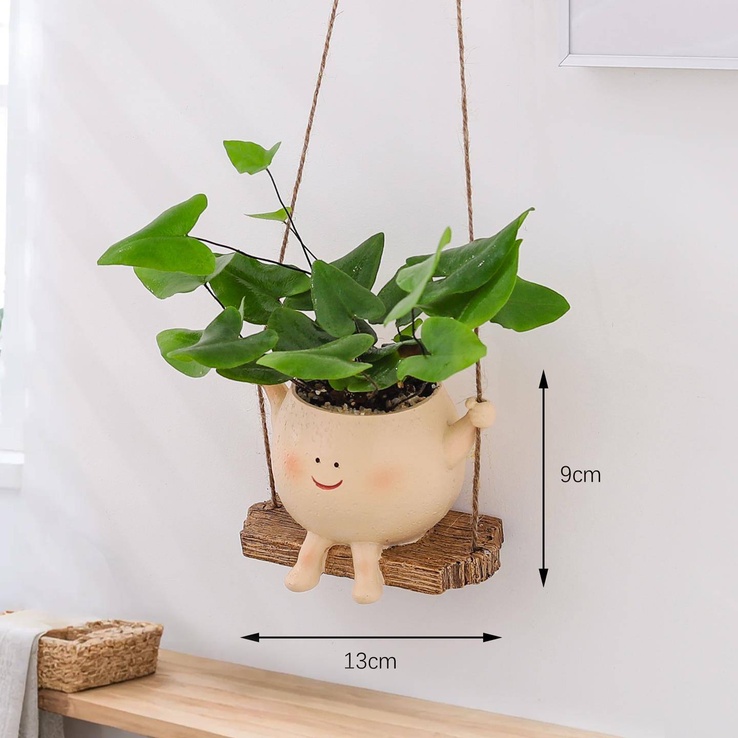 盆意鸟巢花盆办栽客荡厅公室桌面57950创秋千摆养内卉绿蕨活植室