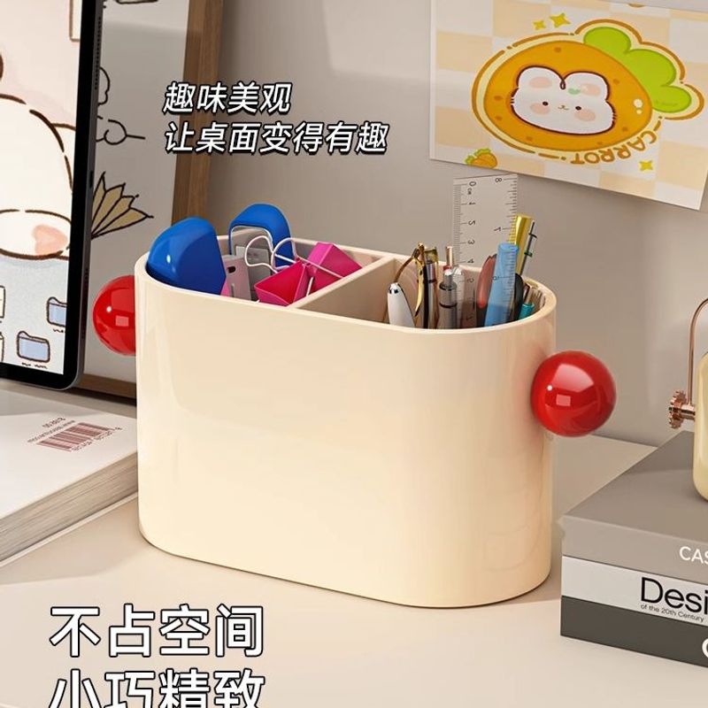 童趣画笔整理容器孩童书桌水彩马克笔创意文具桌面摆件收纳盒