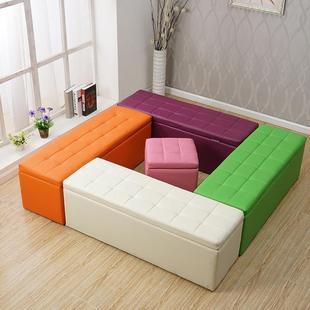 多功能收纳凳服装 凳床尾储物凳试衣间凳子 店长方形沙发更衣室换鞋