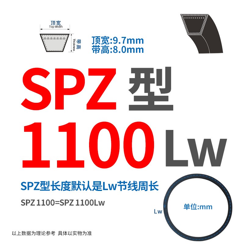 三角带SPZ/SPA/SPB/1000/1100/1180/1250/1320/Lw传动皮带橡胶窄V