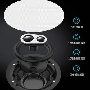 创智JiHiFi新J9家庭背景音乐主机系统套装高低音分频吸顶喇叭音响