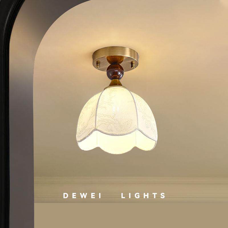 中古玄关过道灯布艺小吸顶灯温馨复古日式灯