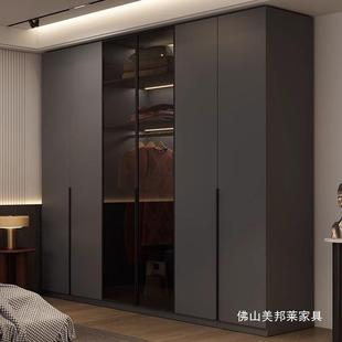 ENF级欧松板实木衣柜卧室家用一门到顶黑色柜子现代简约储物衣橱