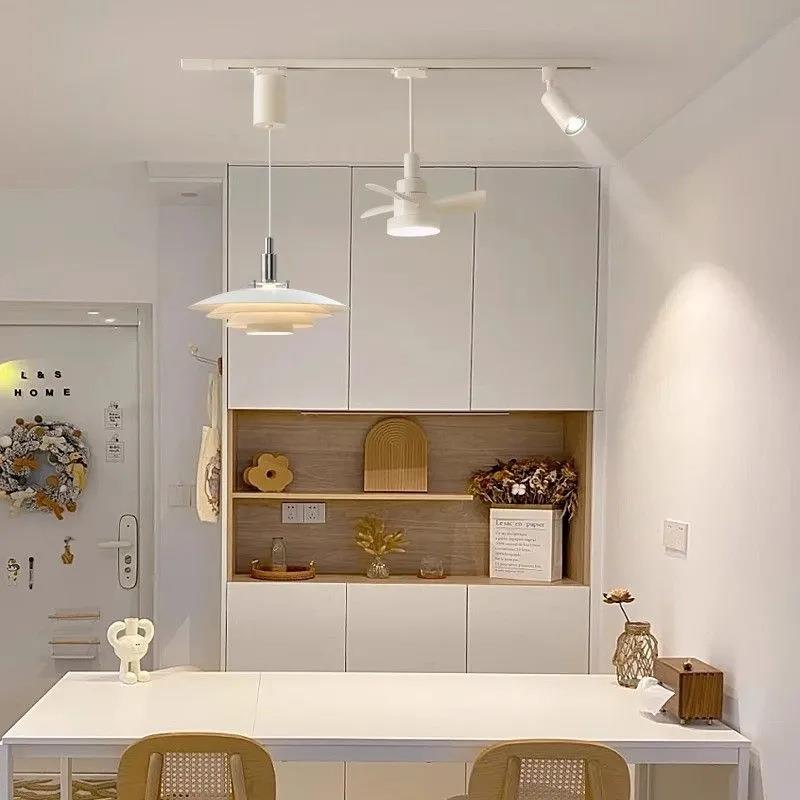 新款简约现代自由升降餐厅吊灯设计师ph5吧台岛台移位飞碟吊扇灯