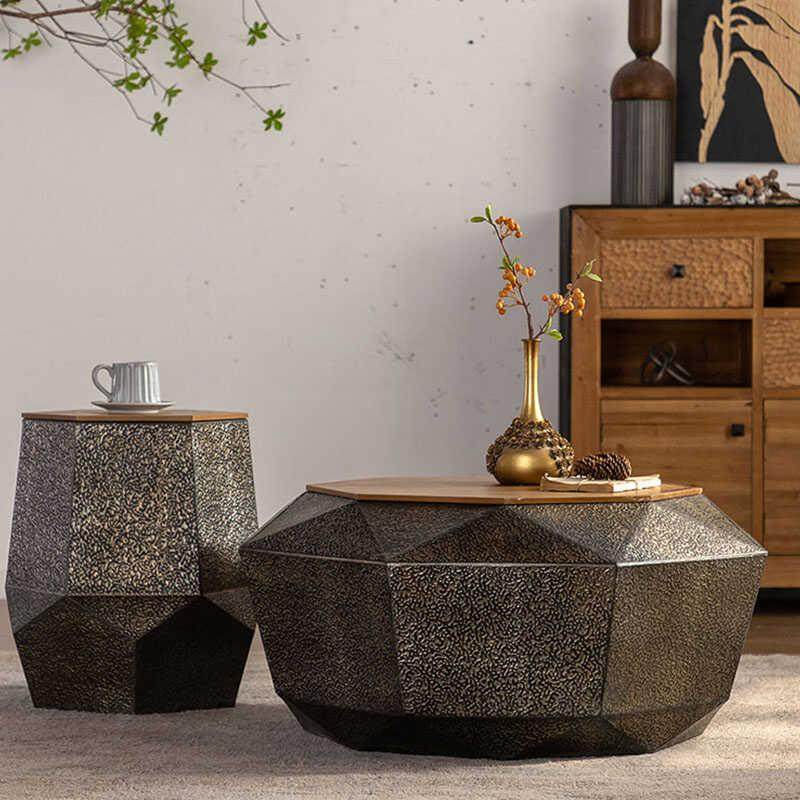 美式几何形边几角几客厅角落储物茶几家用卧室民宿异形简约时尚铁