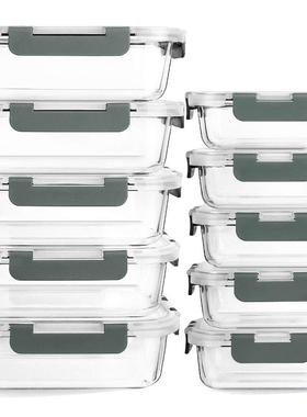 玻璃饭盒微波炉可餐具进玻璃碗保鲜碗黑色盖子餐盒