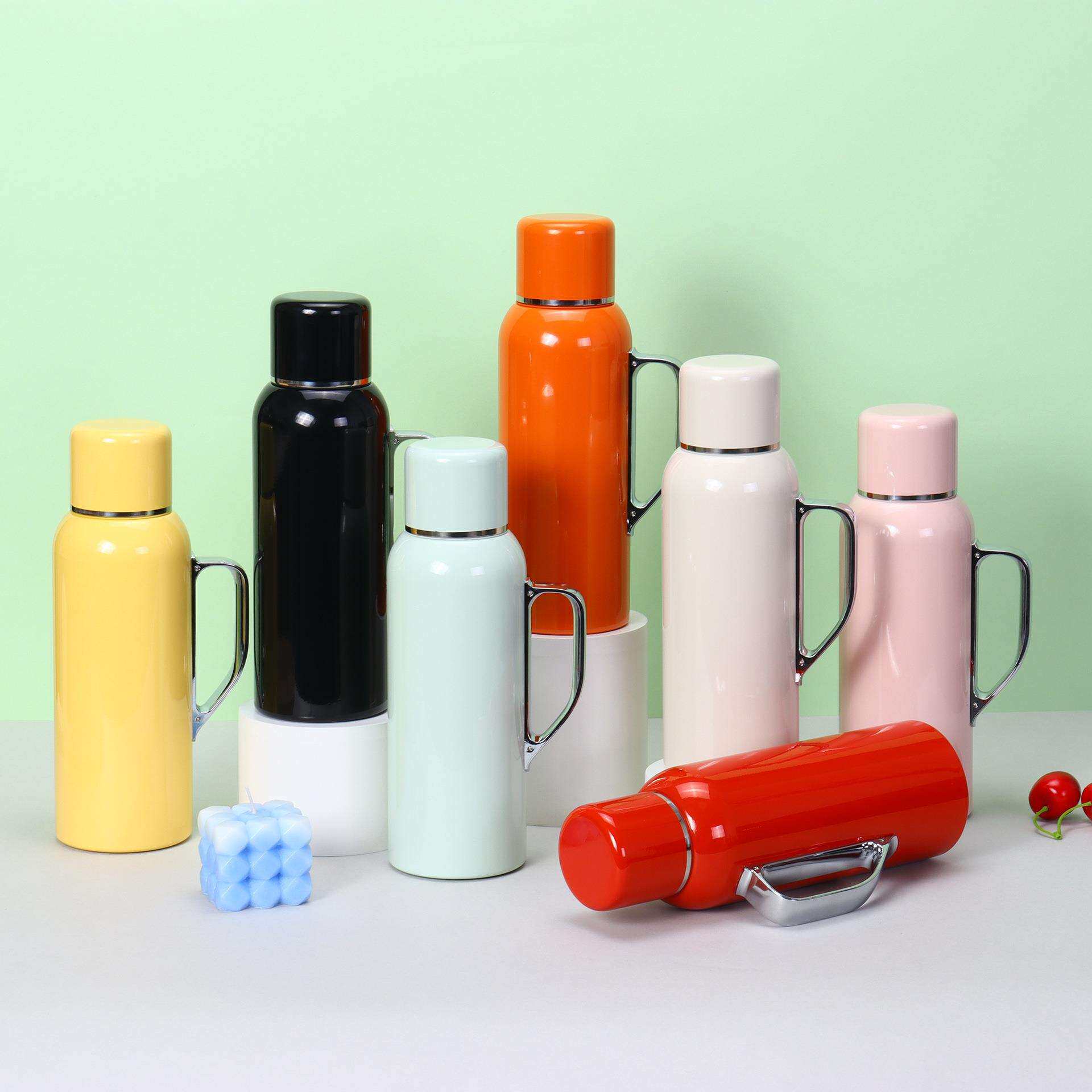 新款机械显温传家壶大容量316不锈钢保温杯户外便携带手柄焖茶壶