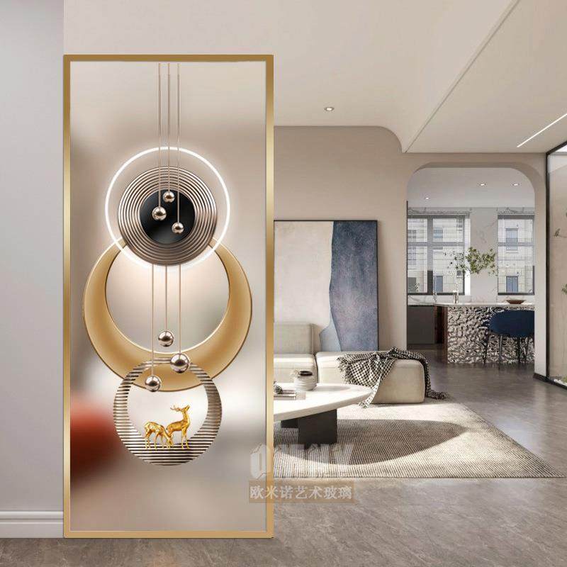 屏风隔断客厅简约现代玄关办公室小户型简易遮挡欧美式艺术玻璃墙