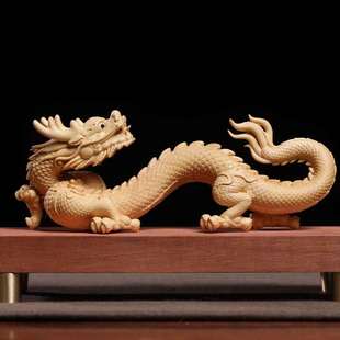 正宗小叶黄杨木雕生肖龙龙年雕刻摆件木制工艺品家居装饰品龙雕